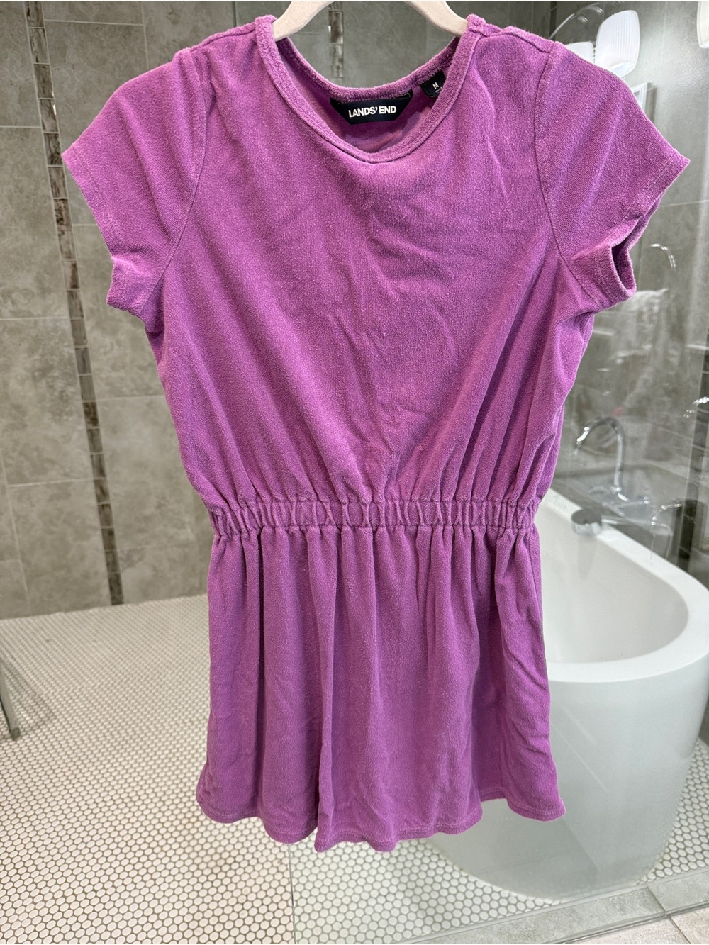 Lands' End Kid’s Purple Terry Scoop Neck Swim Cover Up - 10/12